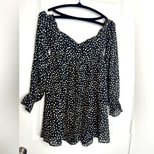Stone Cold Fox Silk Mini Babydoll Dress Black/ White Polka Dot Sz 1 = Sz Small